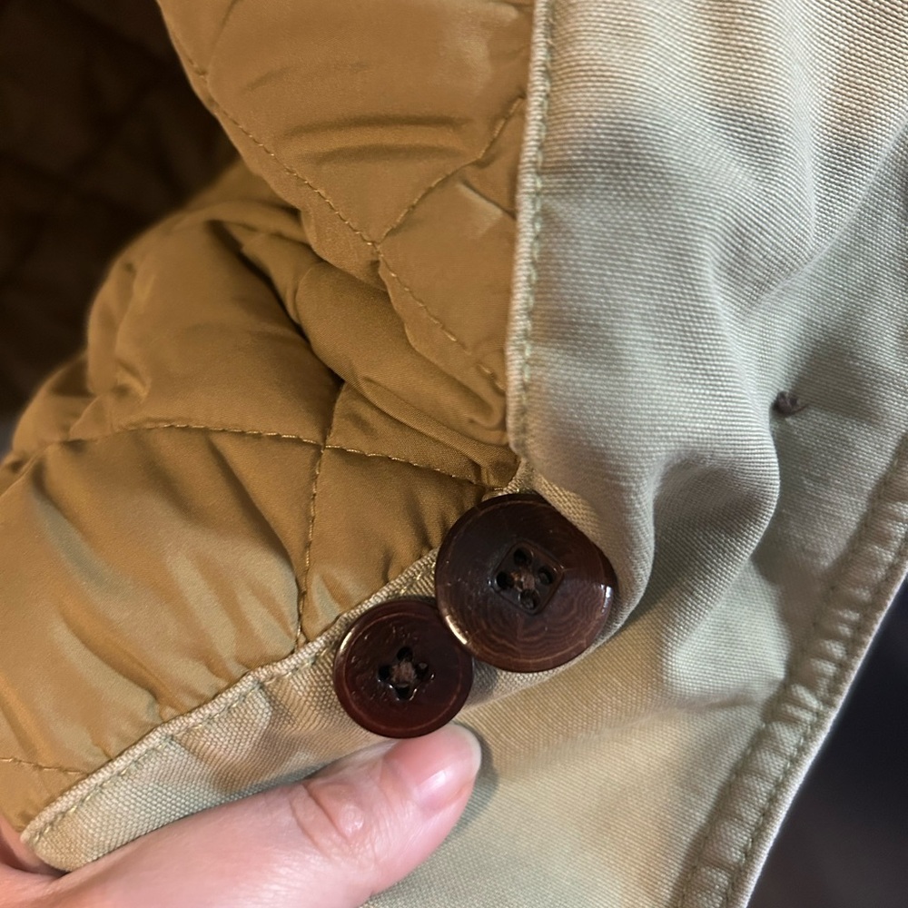 L.L. Bean Olive Field Jacket with Brown Corduroy Collar - Picture 6 of 10